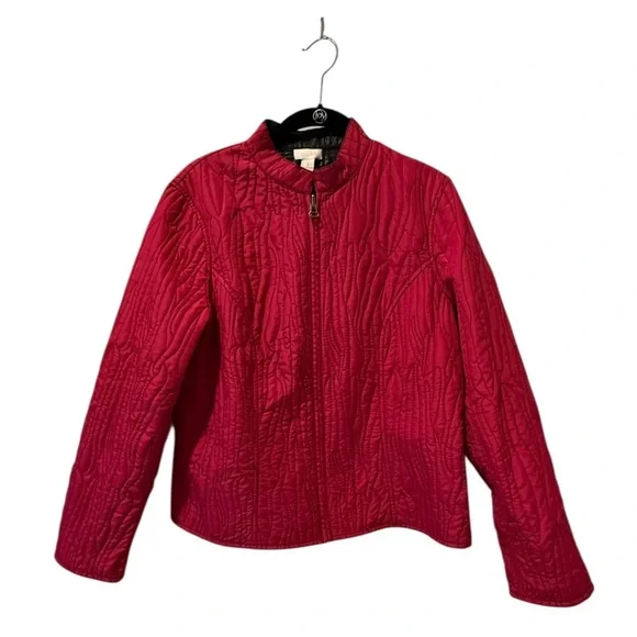 💖 Chico’s Reversible Quilted Jacket – Fuchsia & Black – Size 1 (M 8–10) - Picture 7 of 15